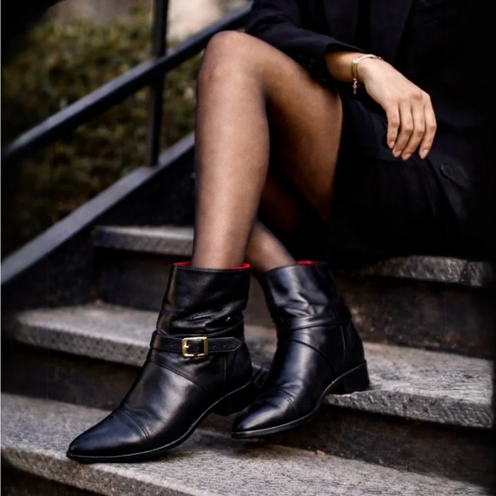 Yves Saint Laurent YSL Paris Tom Ford Era Leather Strap Ankle Boots Sz 9 🧡